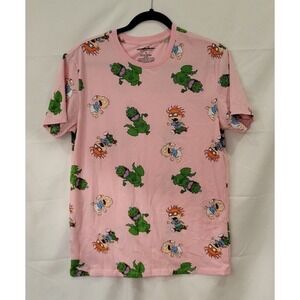 Nickelodeon Rugrats Mens T Shirt Size‎ M Pink Chuckie Tommy Reptar Adult